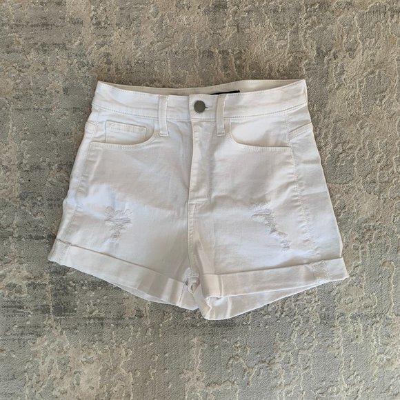 White High Waisted Shorts - Picture 1 of 6